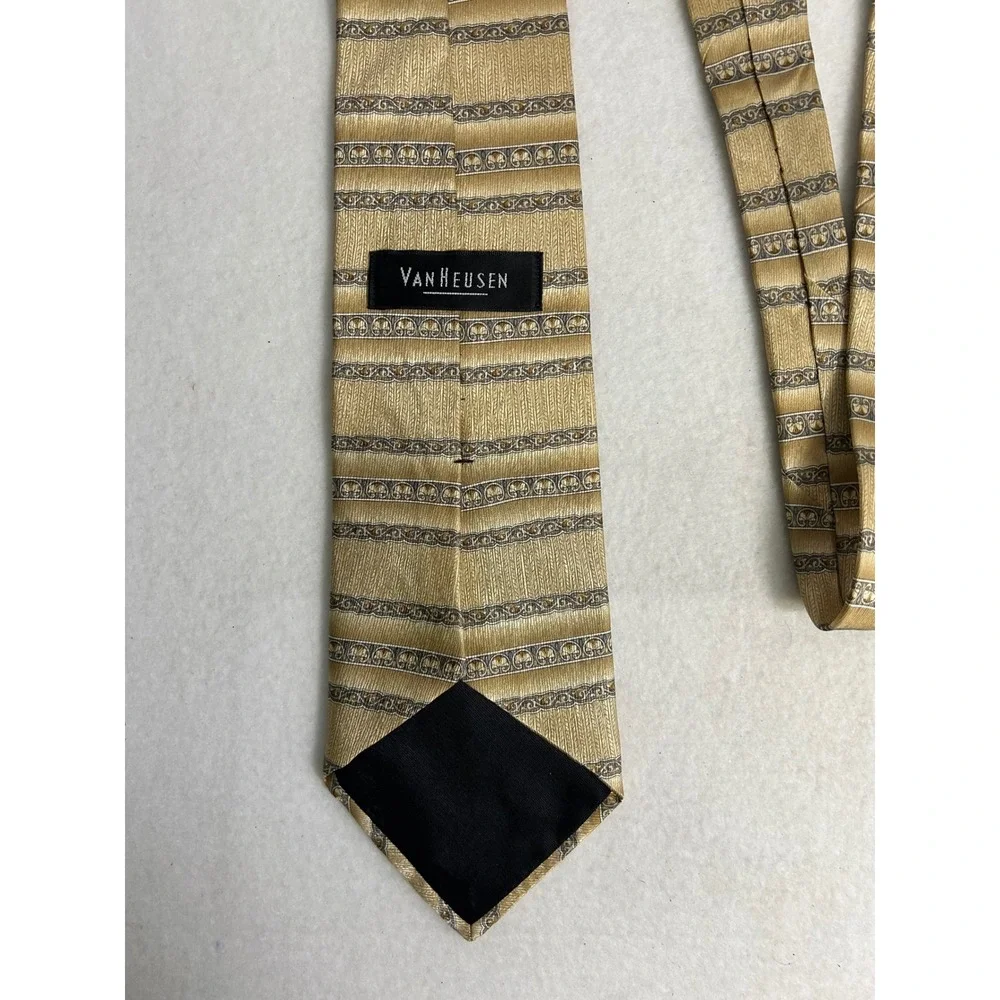Professional‎ Milano Uomo/Van Heusen Mens OS Brown Gold Silk Tie Bundle Lot 2pc
